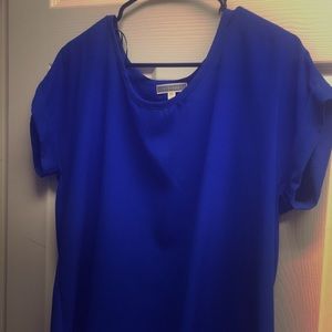 Chiffon cap sleeve royal blue dress top
